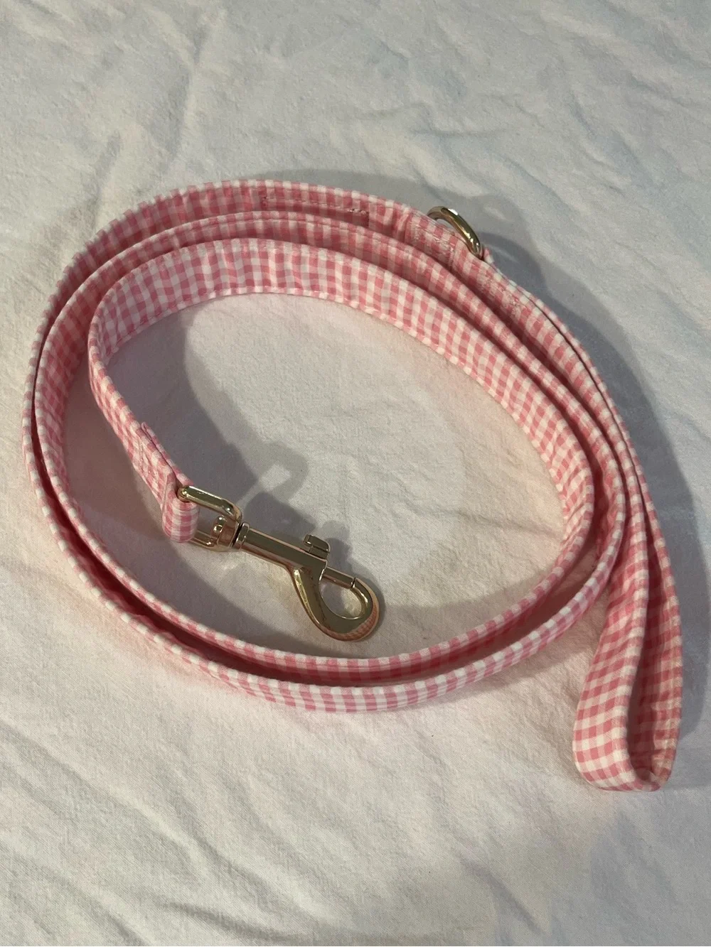 Pink Gingham Dog Leash
